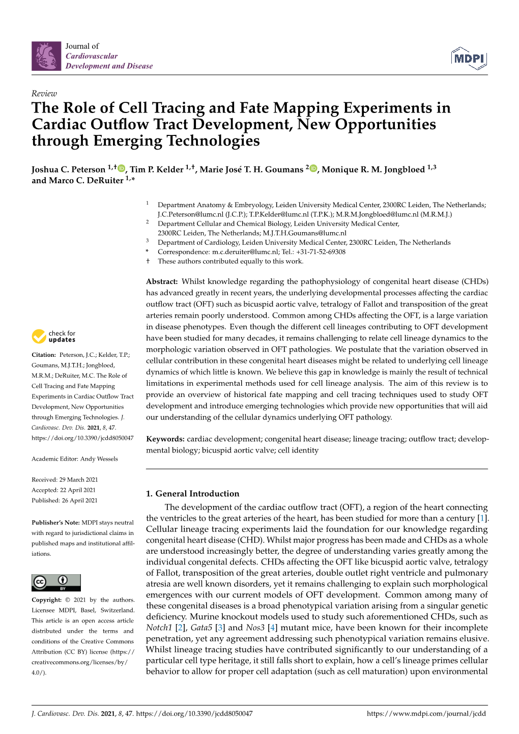 The Role of Cell Tracing and Fate Mapping Experiments in Cardiac Outﬂow Tract Development, New Opportunities Through Emerging Technologies