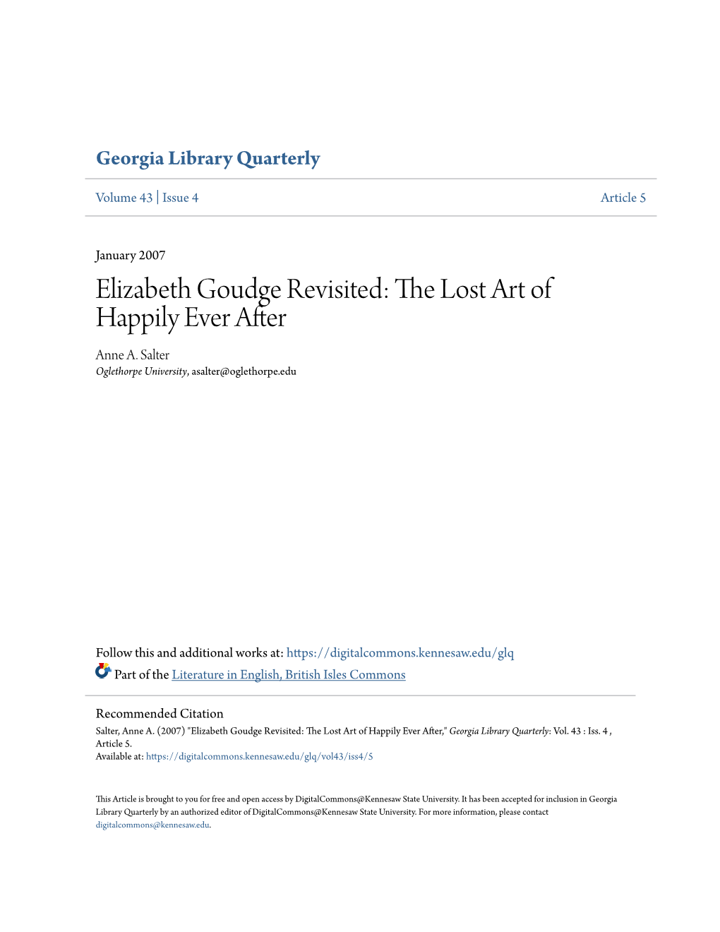 Elizabeth Goudge Revisited: the Lost Art of Happily Ever After Anne A