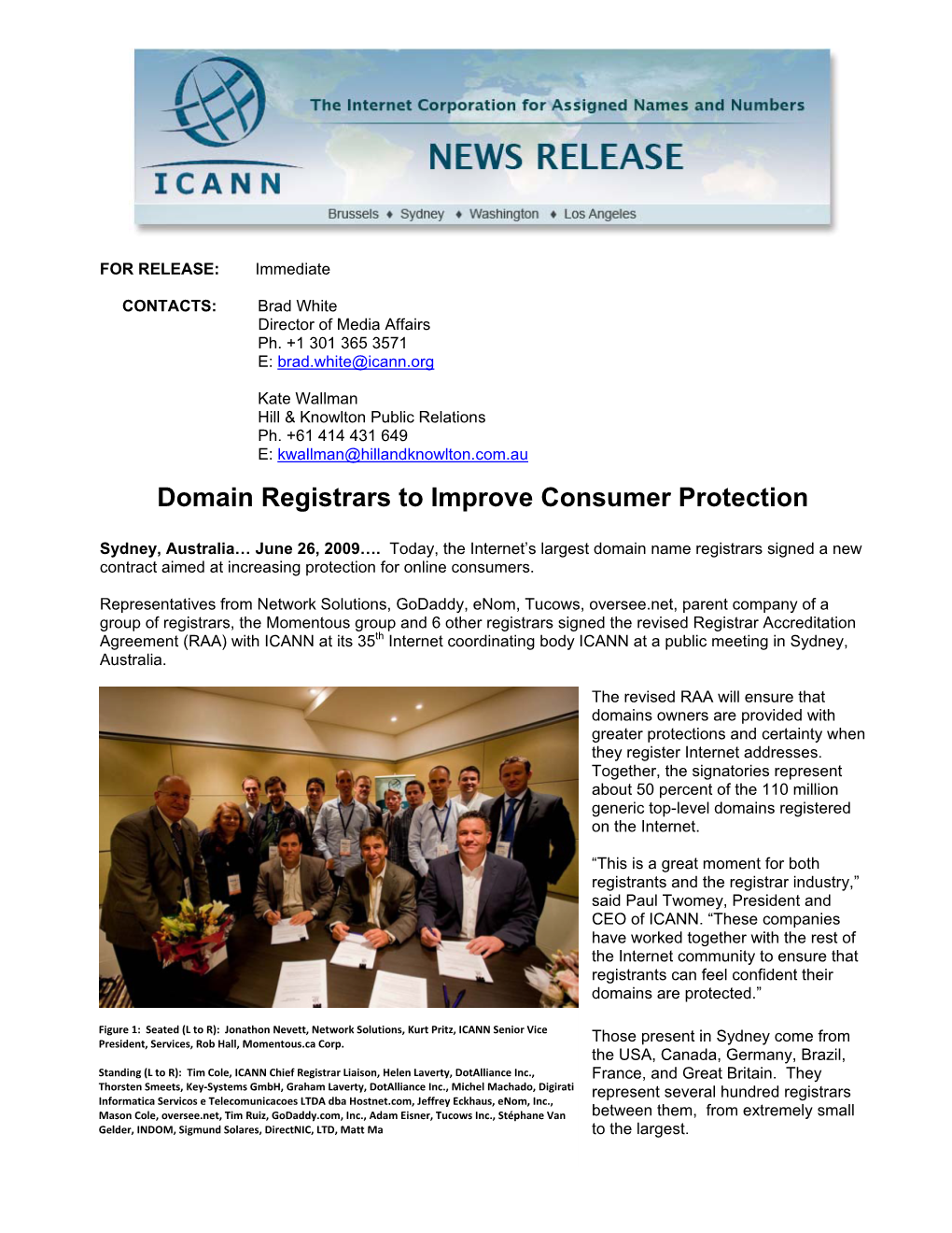 Domain Registrars to Improve Consumer Protection