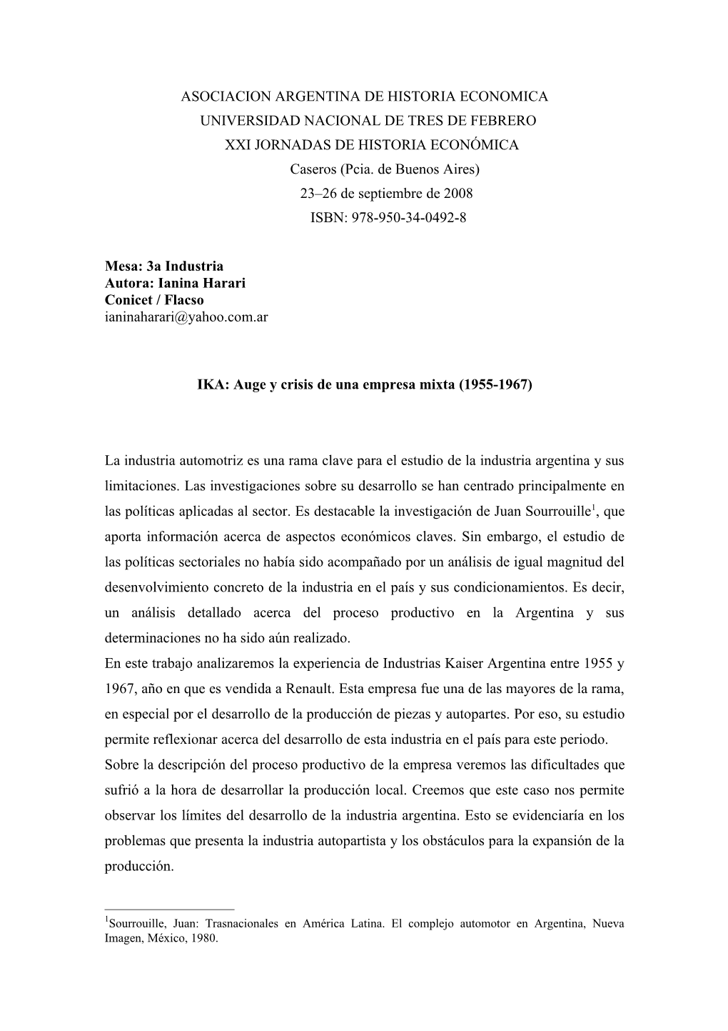 IKA: Auge Y Crisis De Una Empresa Mixta (1955-1967)