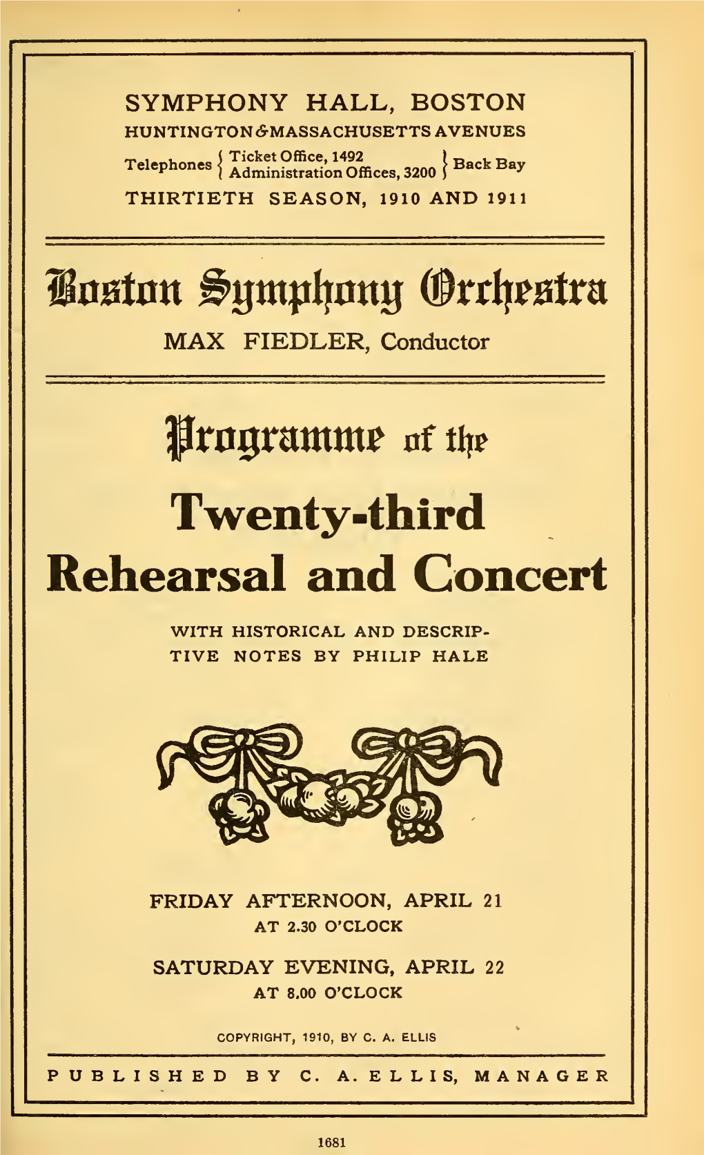 Twenty-Third Rehearsal and Concert