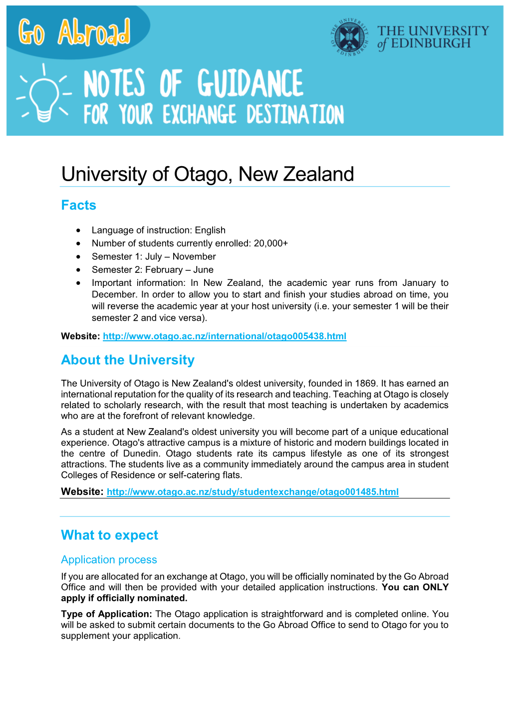 University of Otago, New Zealand Facts