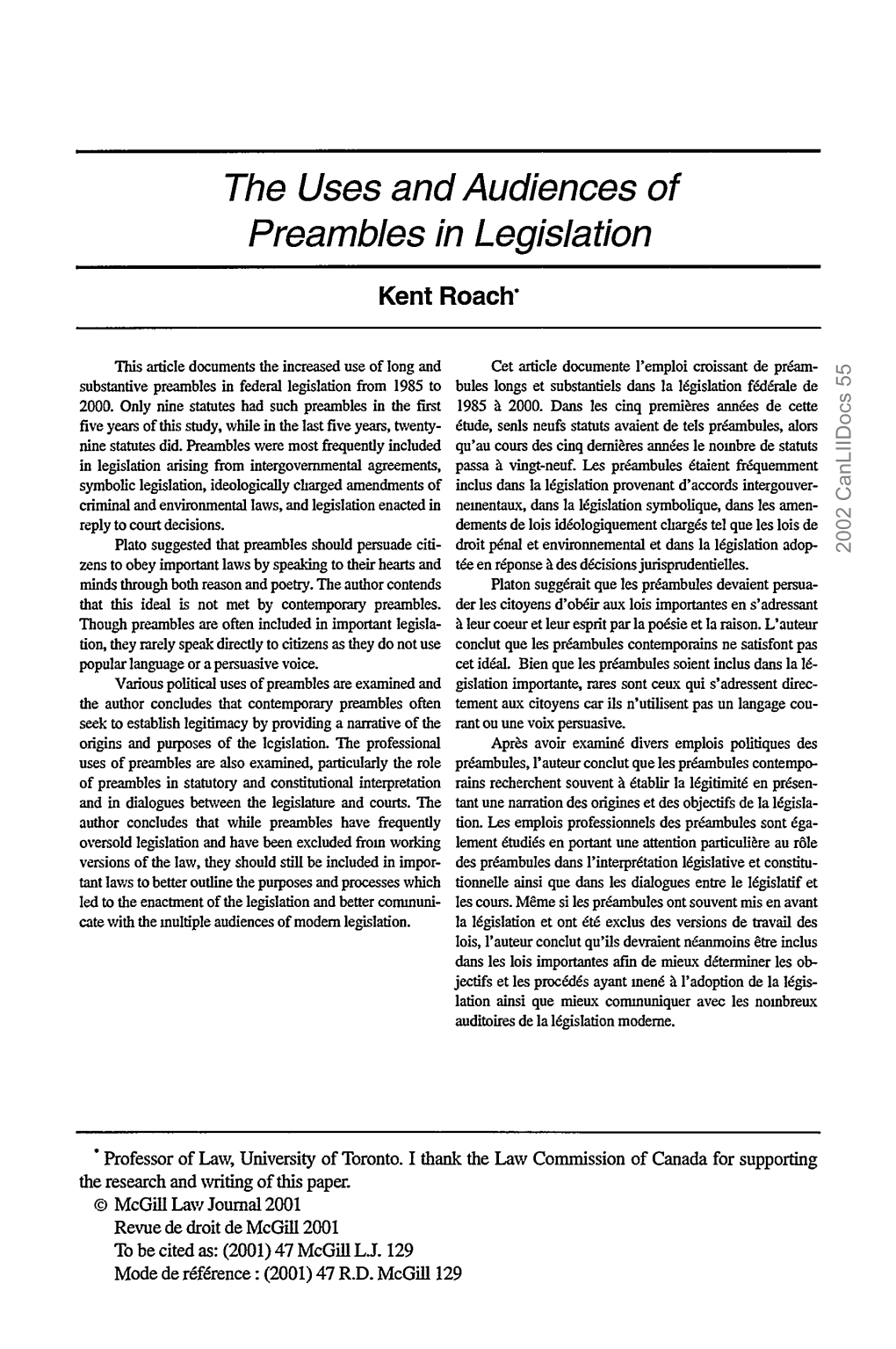 Preambles in Legislation