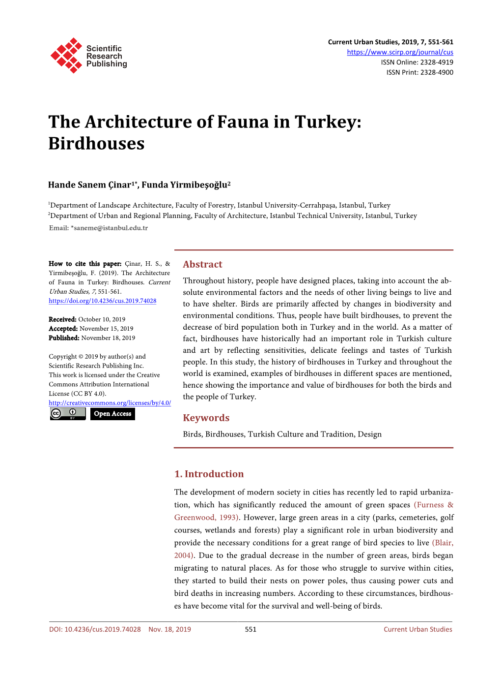 The Architecture of Fauna in Turkey: Birdhouses