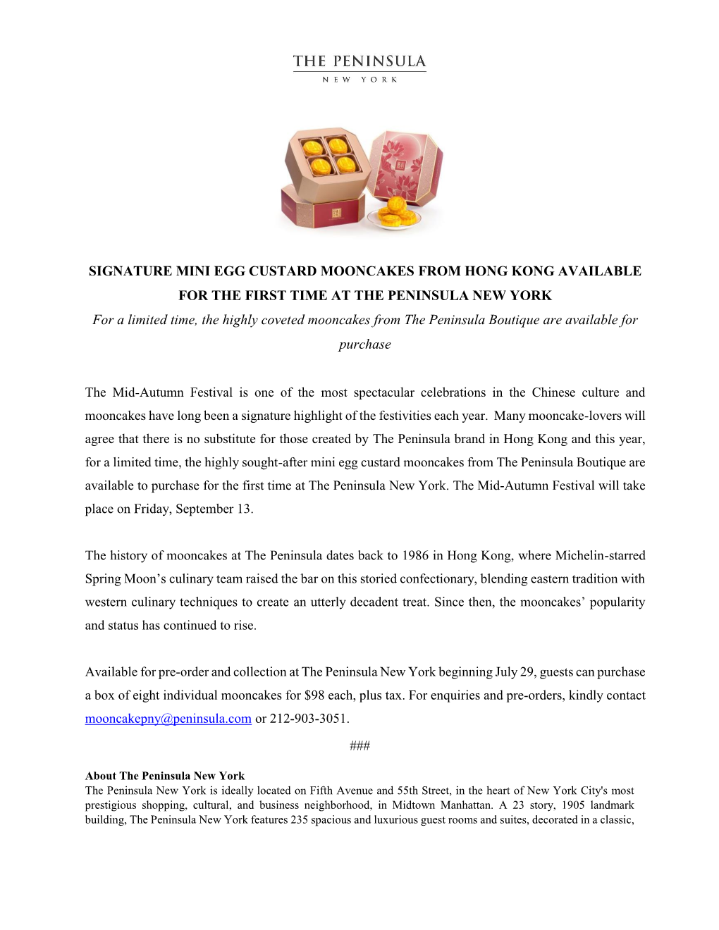 Signature Mini Egg Custard Mooncakes from Hong Kong Available