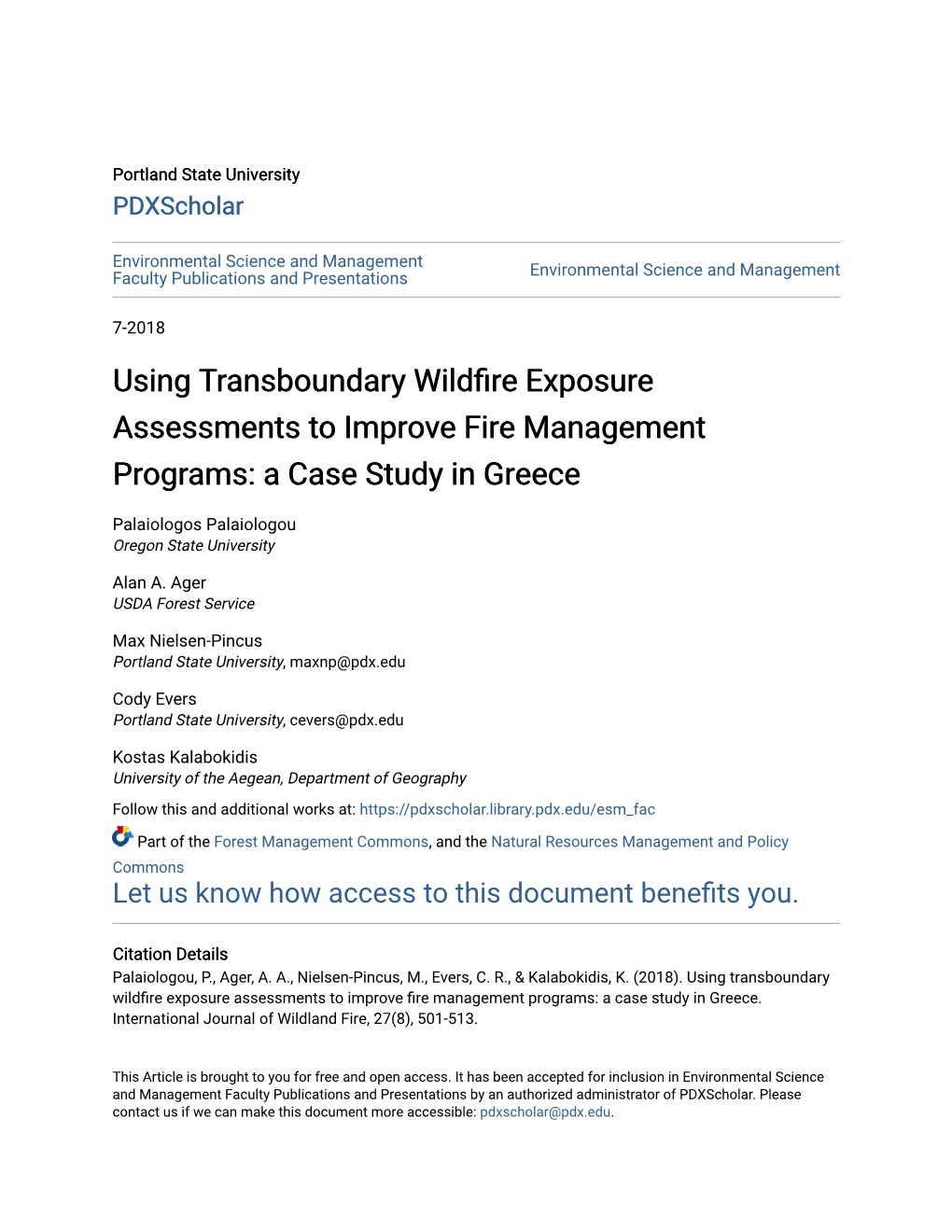 Using Transboundary Wildfire Exposure Assessments to Improve Fire Management Programs: a Case Study in Greece