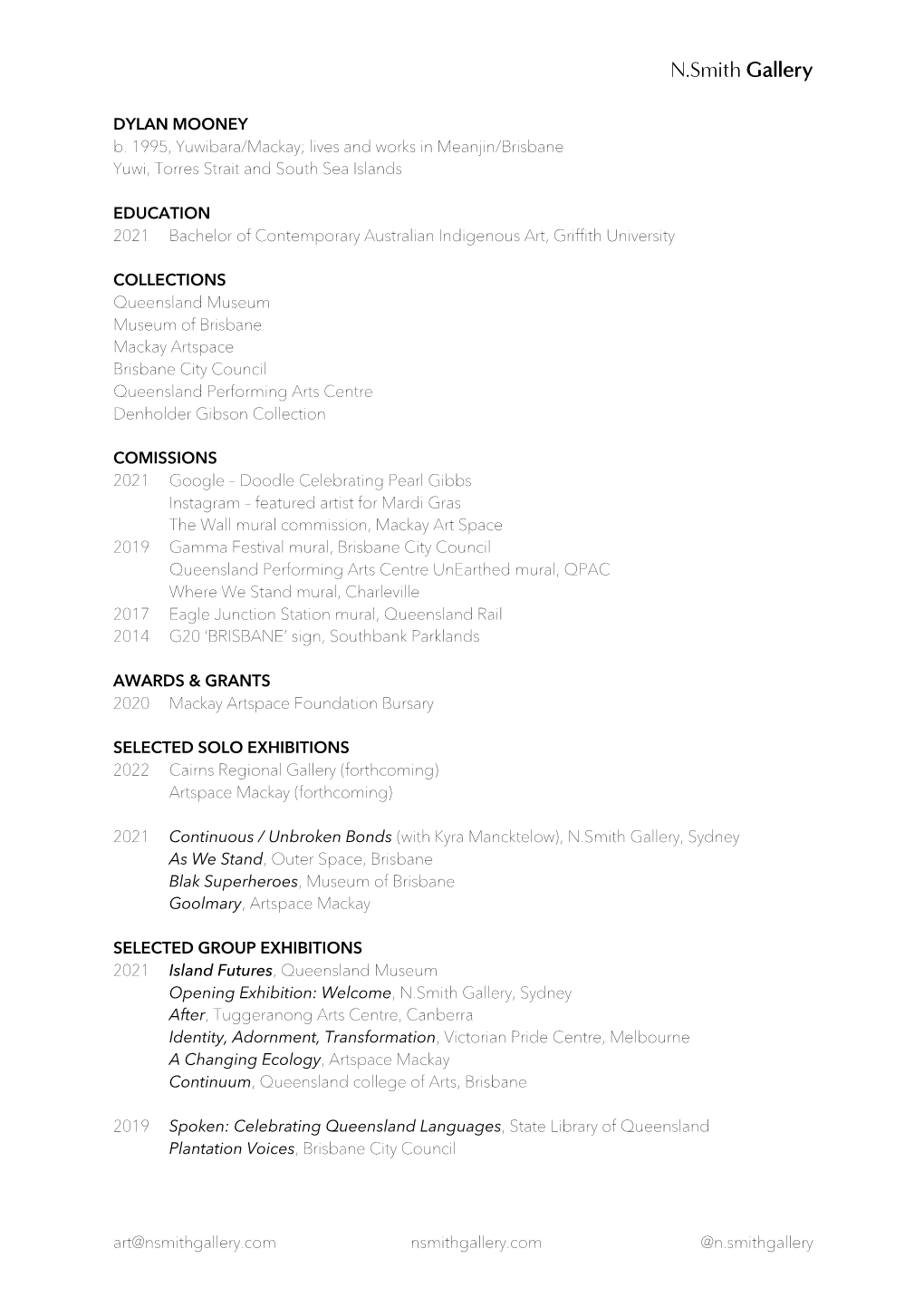 Download Artist's CV