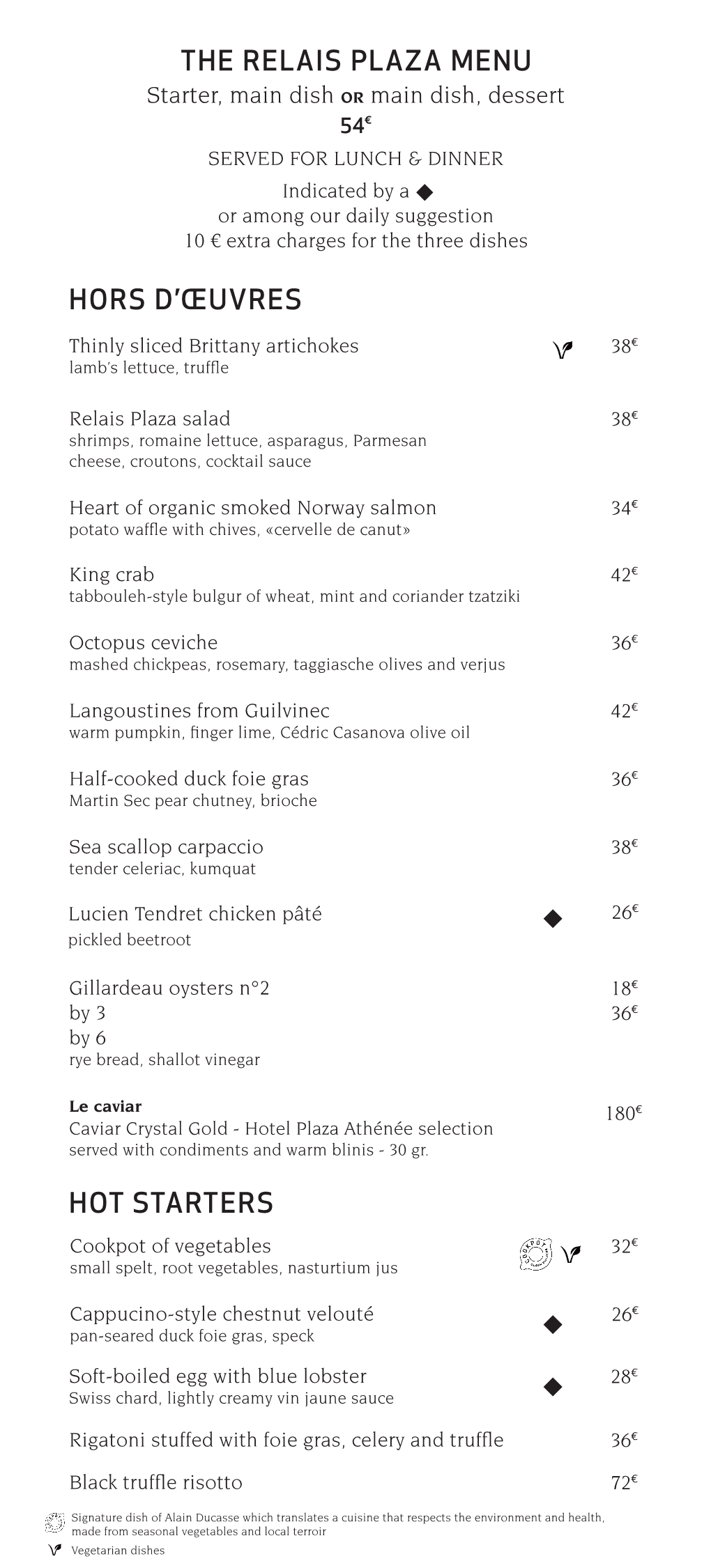 The Relais Plaza Menu Hors D'œuvres Hot Starters