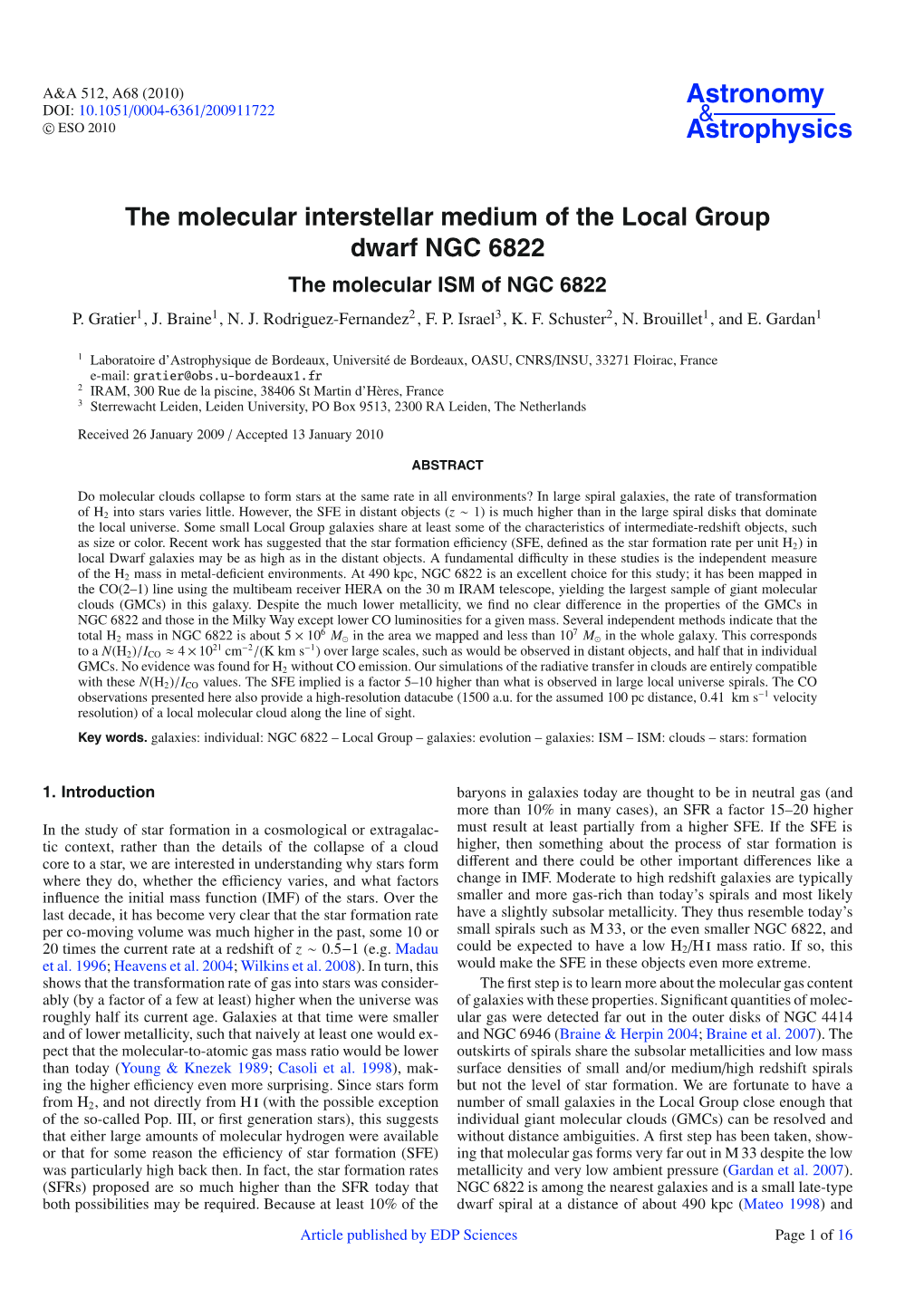 The Molecular Interstellar Medium of the Local Group Dwarf NGC 6822 the Molecular ISM of NGC 6822 P