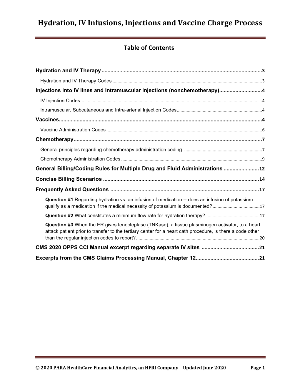 Hydration, IV Infusions, Injections and Vaccine Charge Process