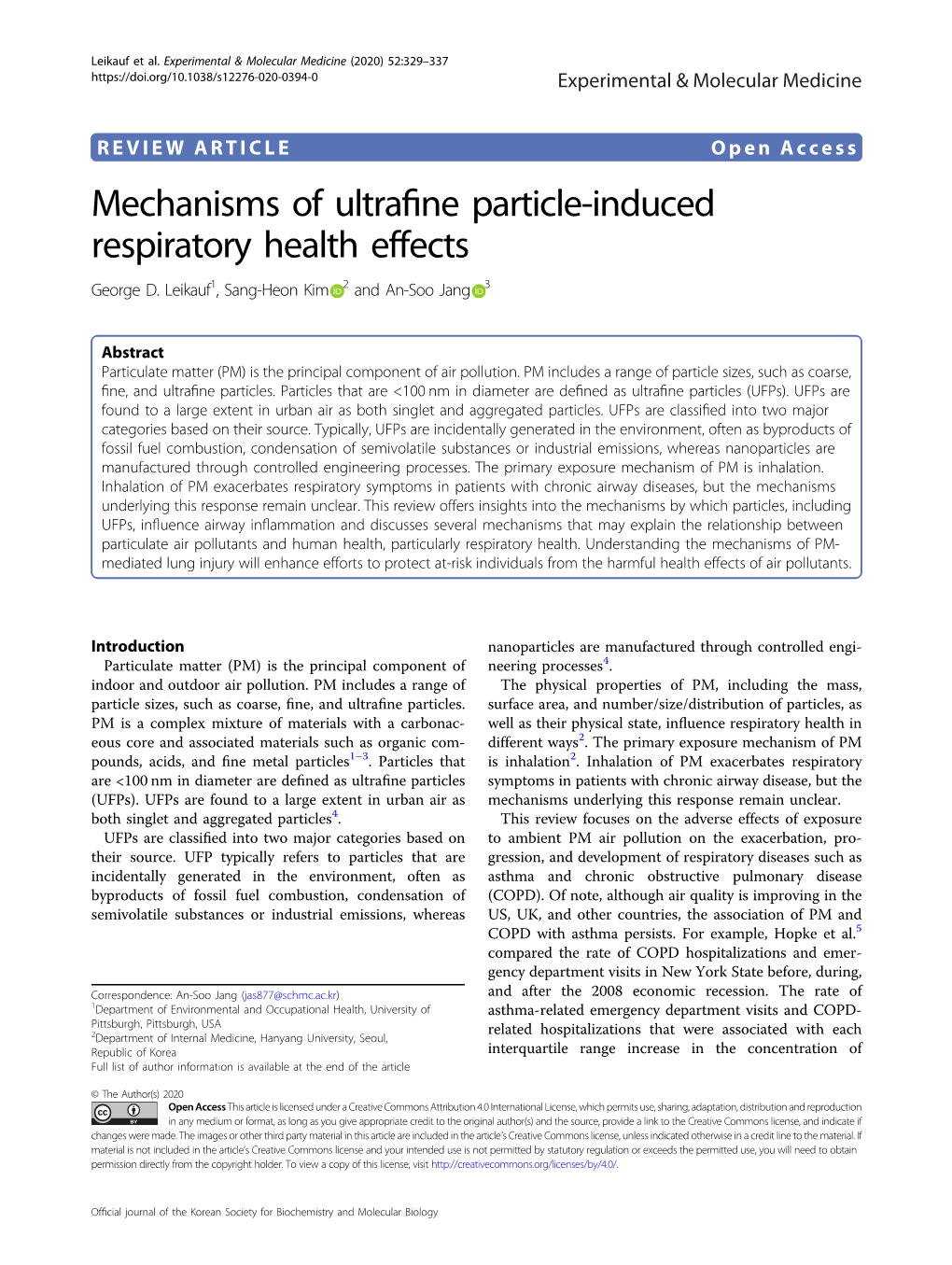 Mechanisms of Ultrafine Particle-Induced Respiratory Health Effects