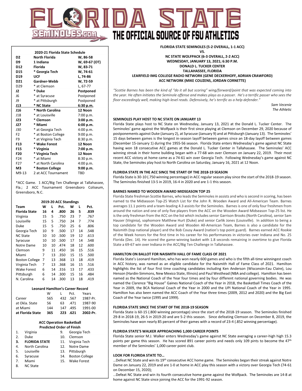 Florida State Game Notes