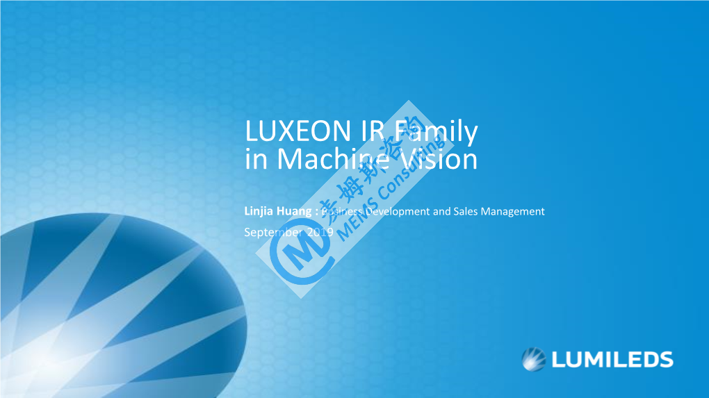 LUXEON IR Family in Machine Vision