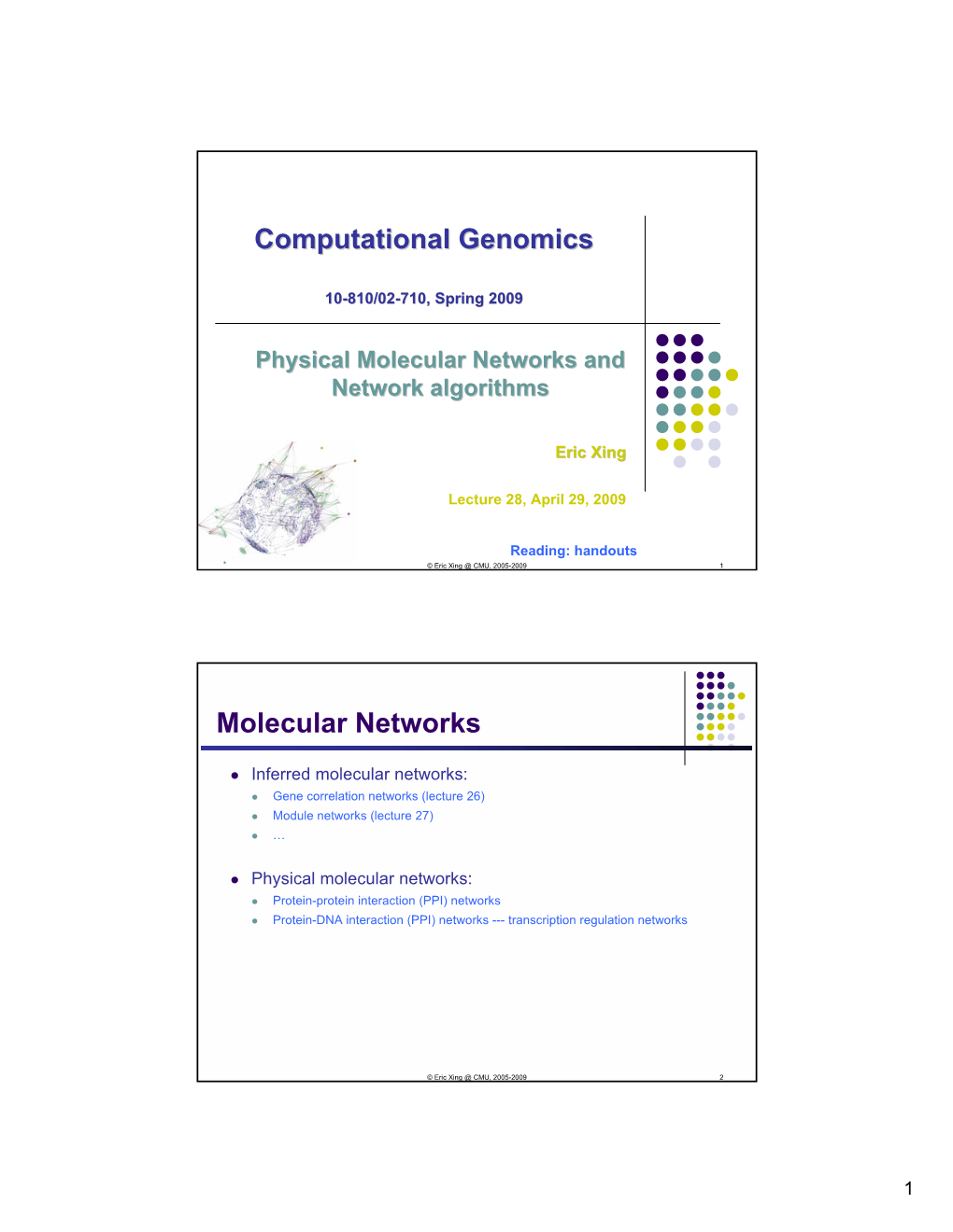 Computational Genomics Molecular Networks