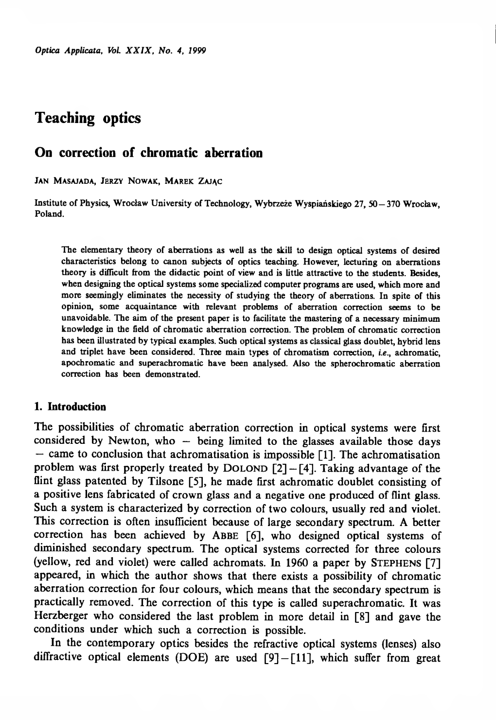 Teaching Optics