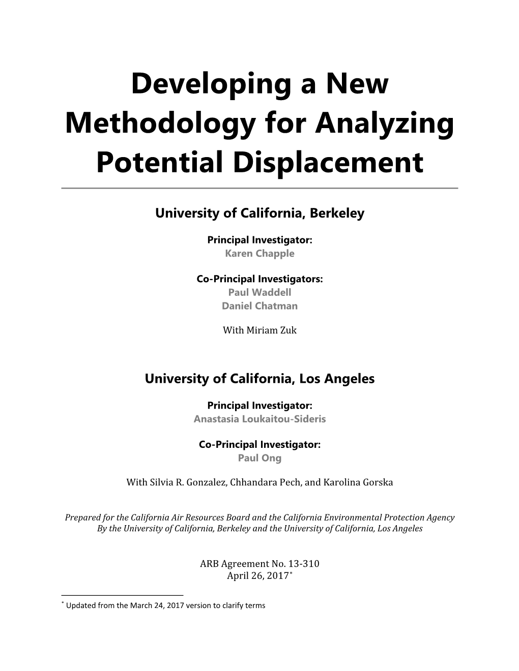 Developing a New Methodology for Analyzing Potential Displacement