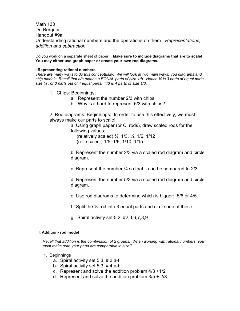 I.Representing Rational Numbers