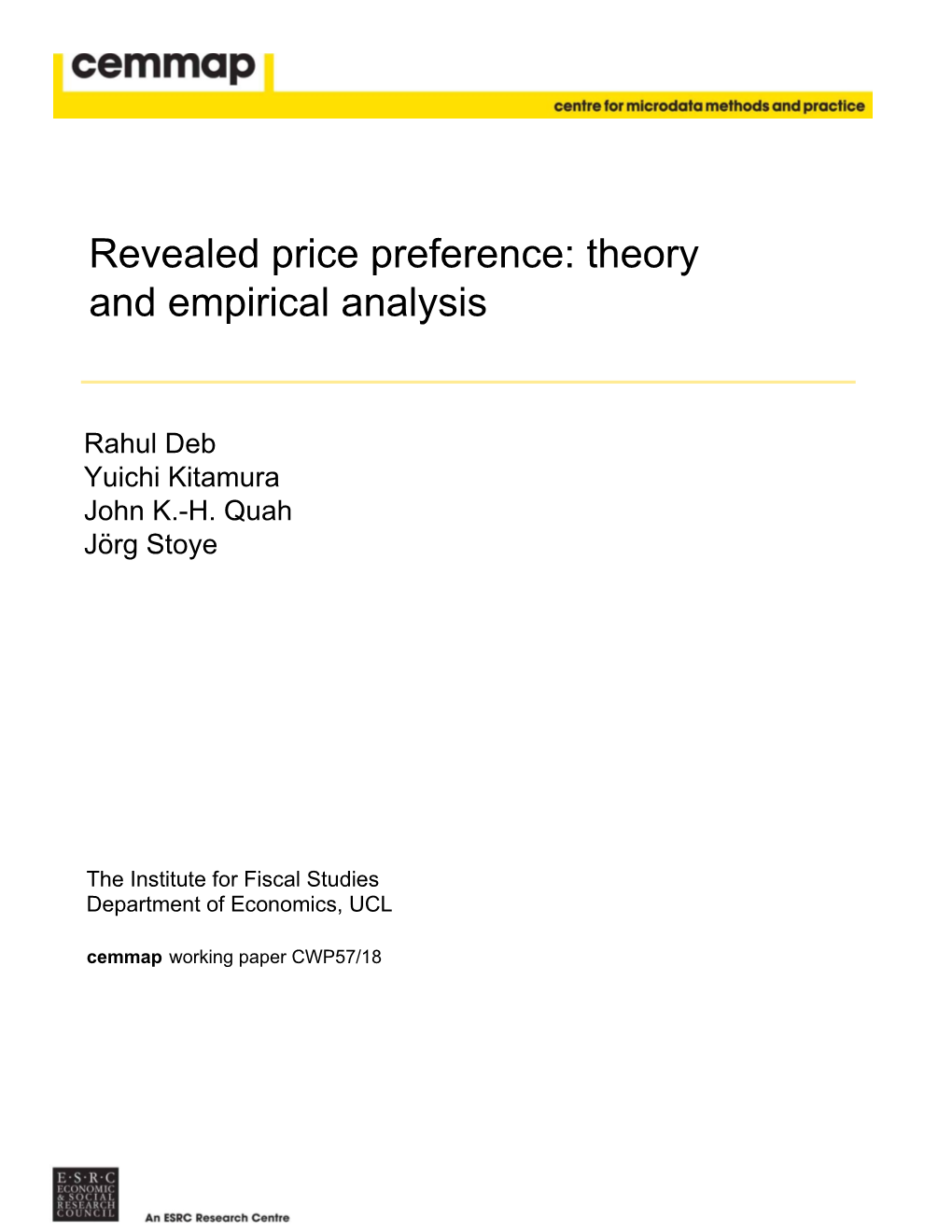 Revealed Price Preference: Theory and Empirical Analysis