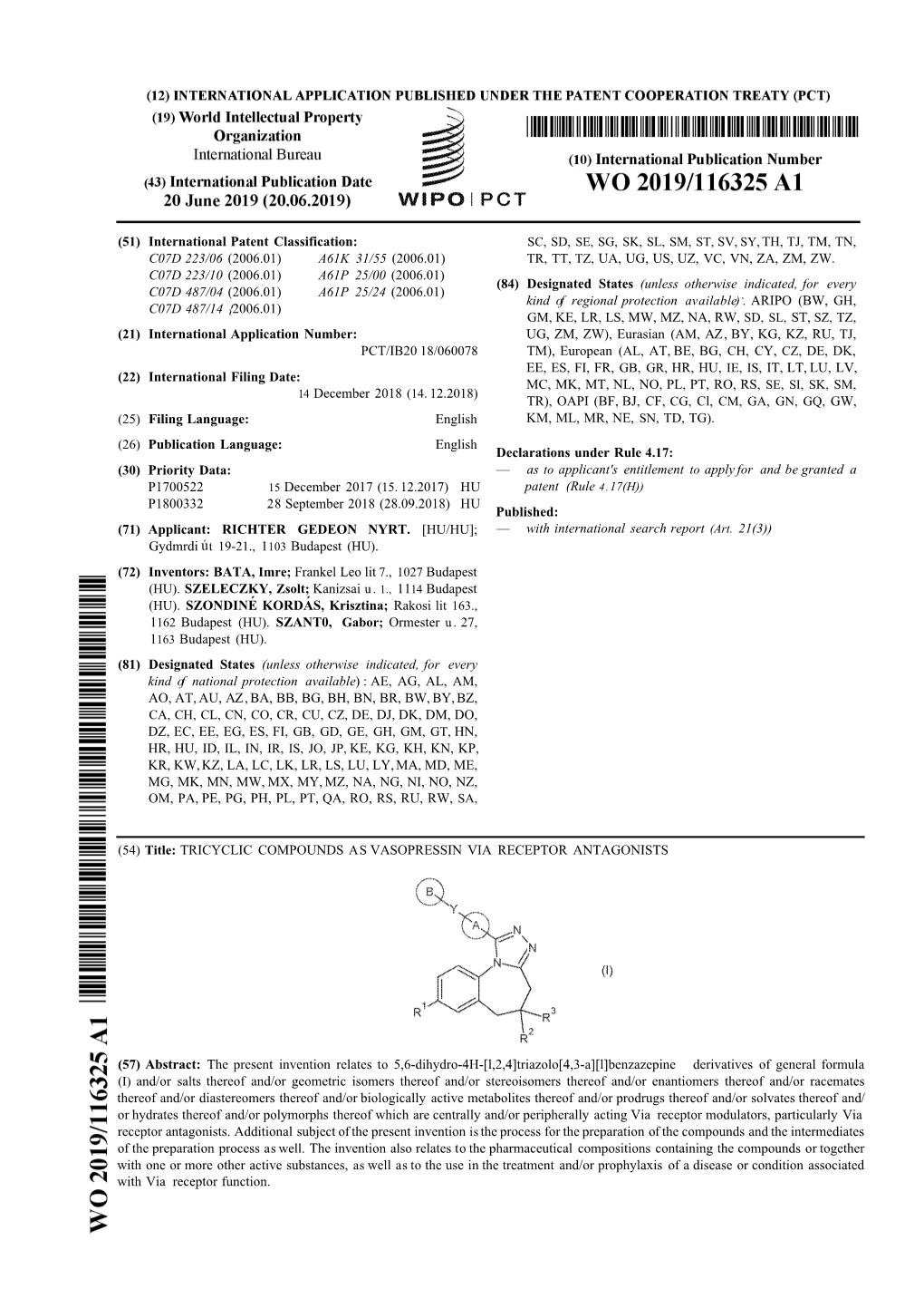 (51) International Patent Classification: C07D 223/06 (2006.01) A61K 31