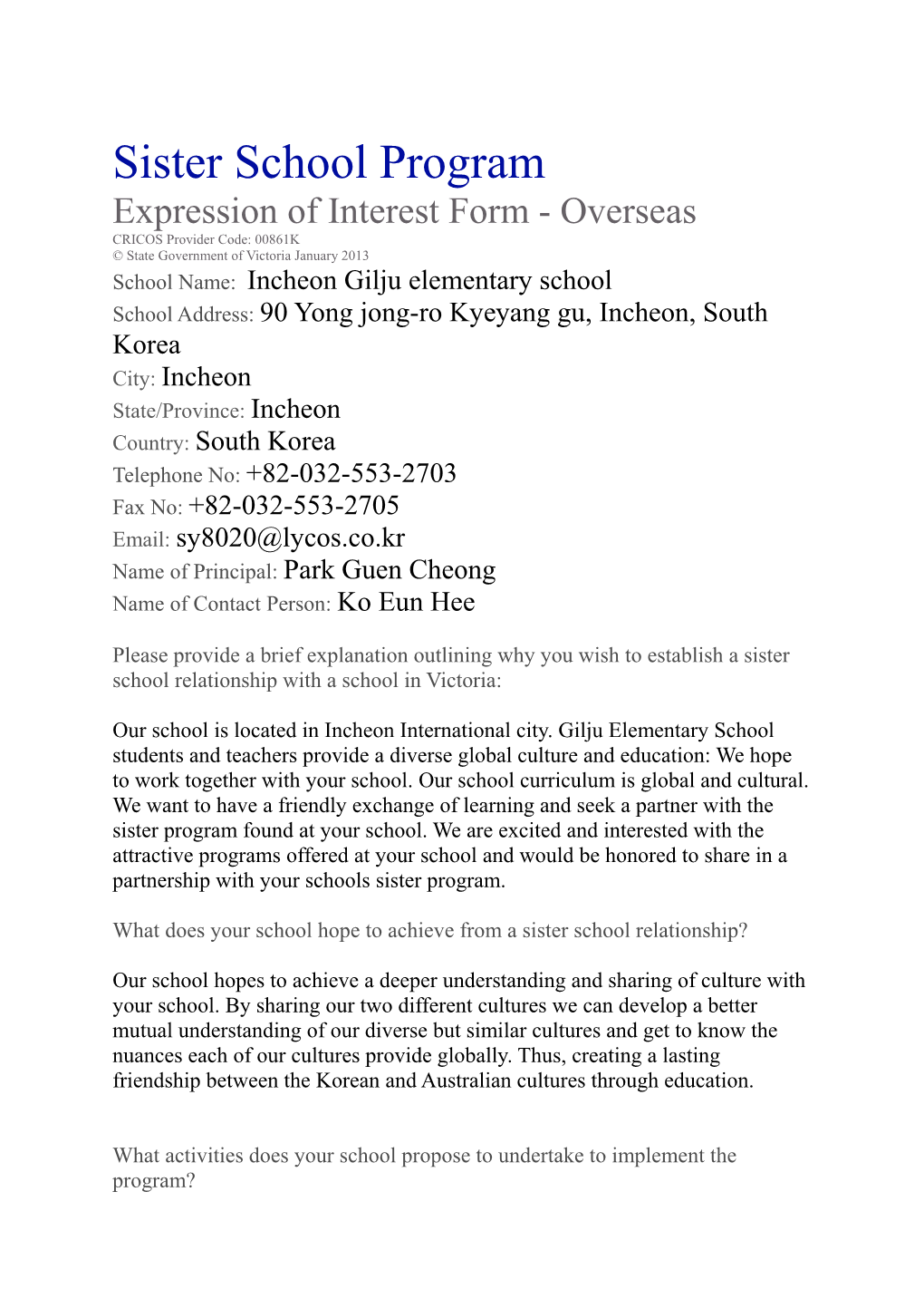 Expression of Interest Form - Overseas