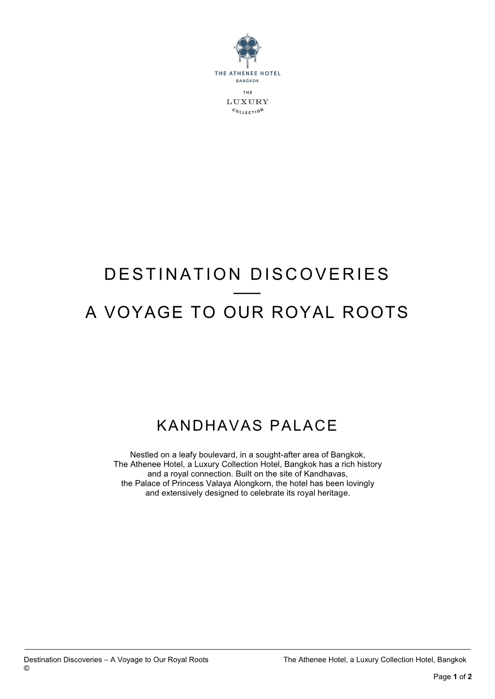 Destination Discoveries a Voyage to Our Royal Roots