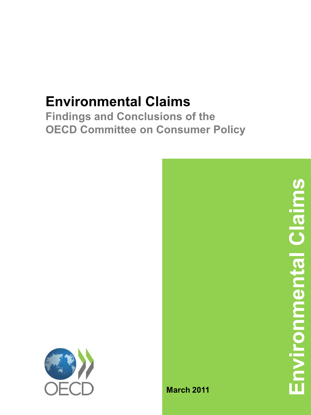Environmental Claims Findings and Conclusions of the OECD Committee on Consumer Policy