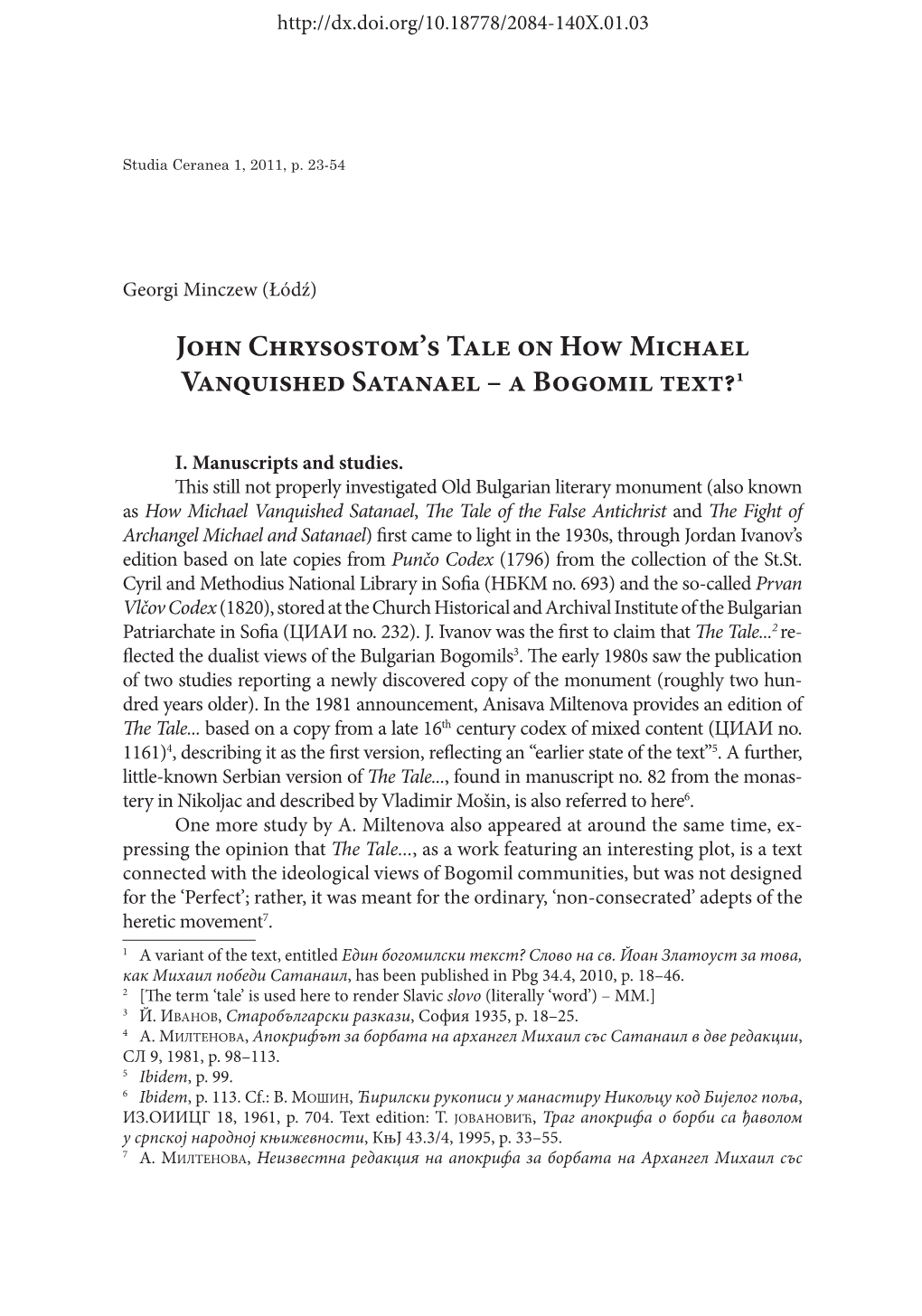 John Chrysostom's Tale on How Michael Vanquished Satanael – A