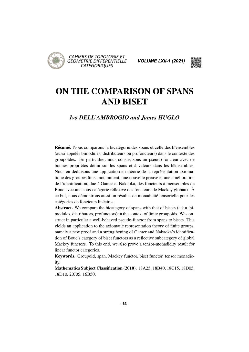 On the Comparison of Spans and Biset