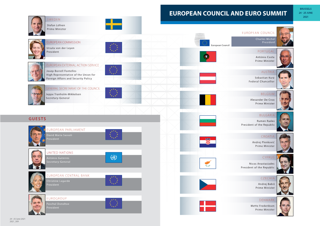 European Council and Euro Summit 2021 Sweden