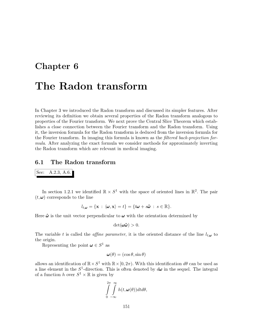 Chapter 6 the Radon Transform