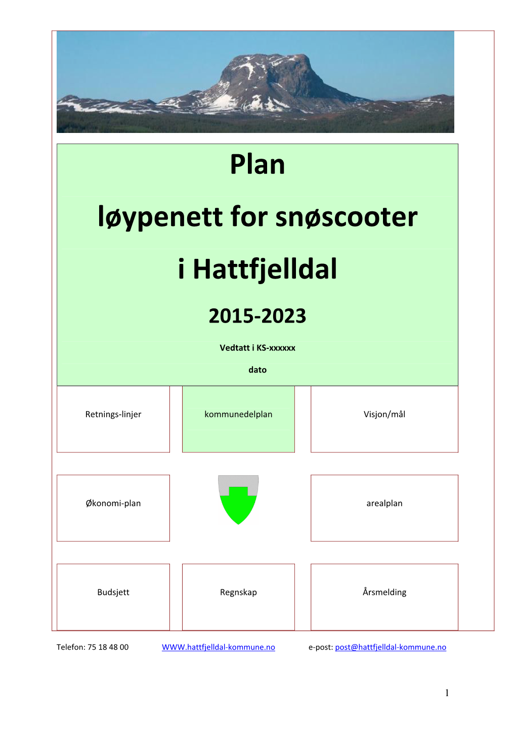 Plan Løypenett for Snøscooter I Hattfjelldal 2015‐2023 Vedtatt I KS‐Xxxxxx Dato
