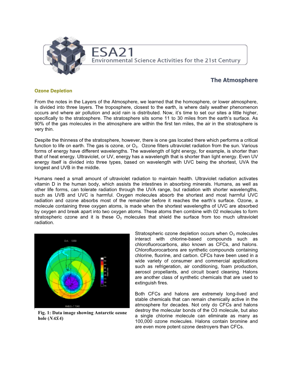 The Atmosphere: Ozone Depletion