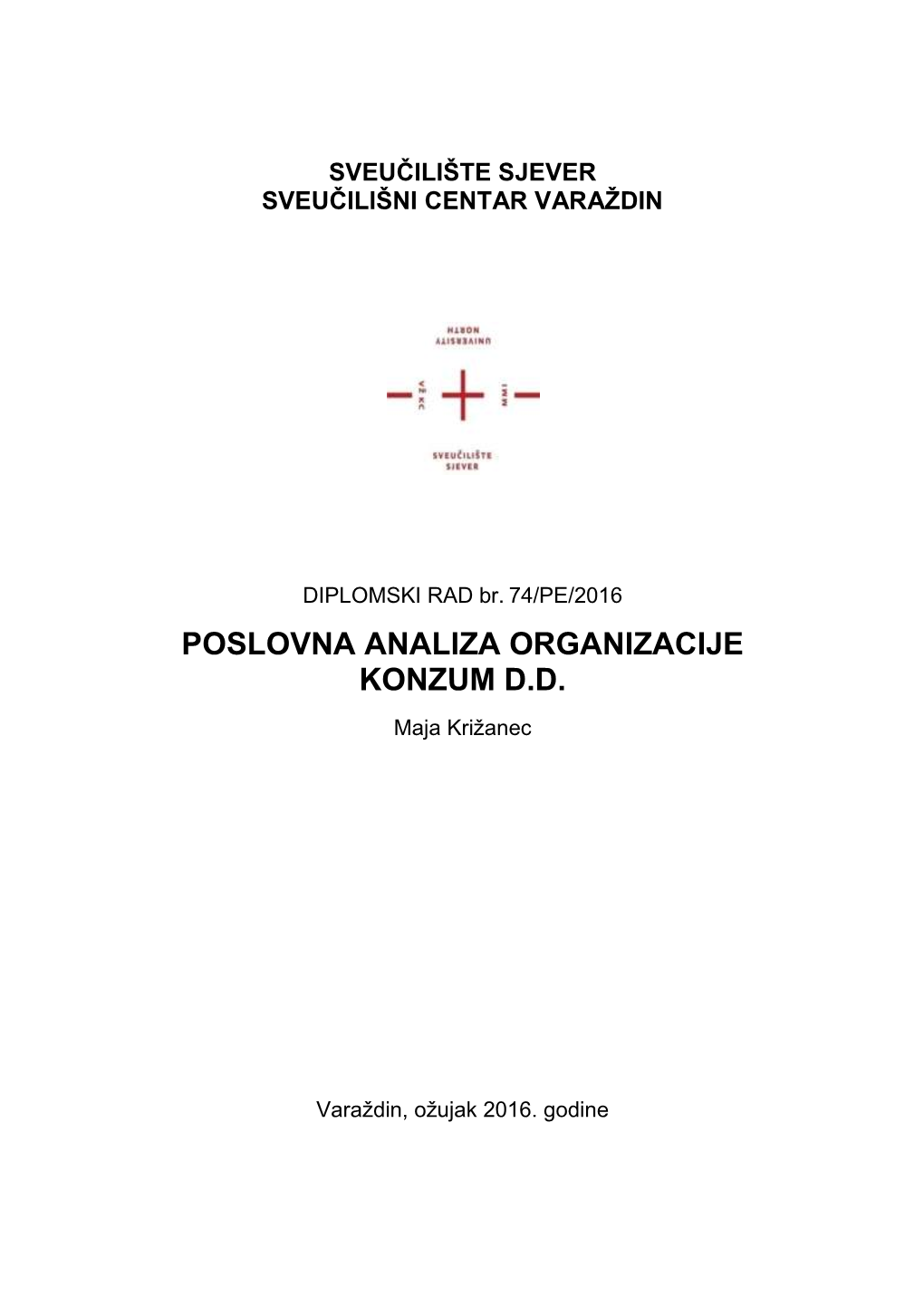 Poslovna Analiza Organizacije Konzum D.D