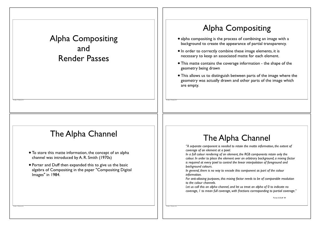 Alpha Compositing and Render Passes Alpha Compositing The