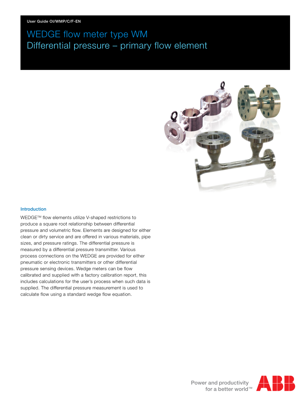 WEDGE Flow Meter Type WM Differential Pressure – Primary Flow Element