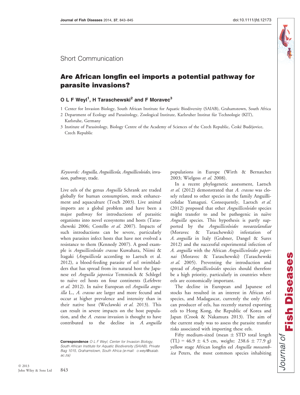 Are African Longfin Eel Imports a Potential Pathway for Parasite