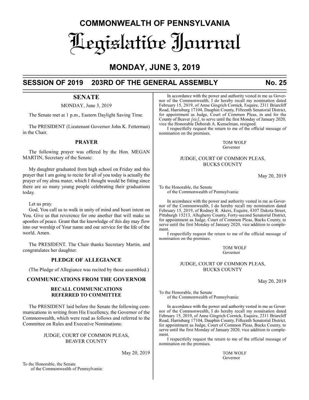 Legislative Journal