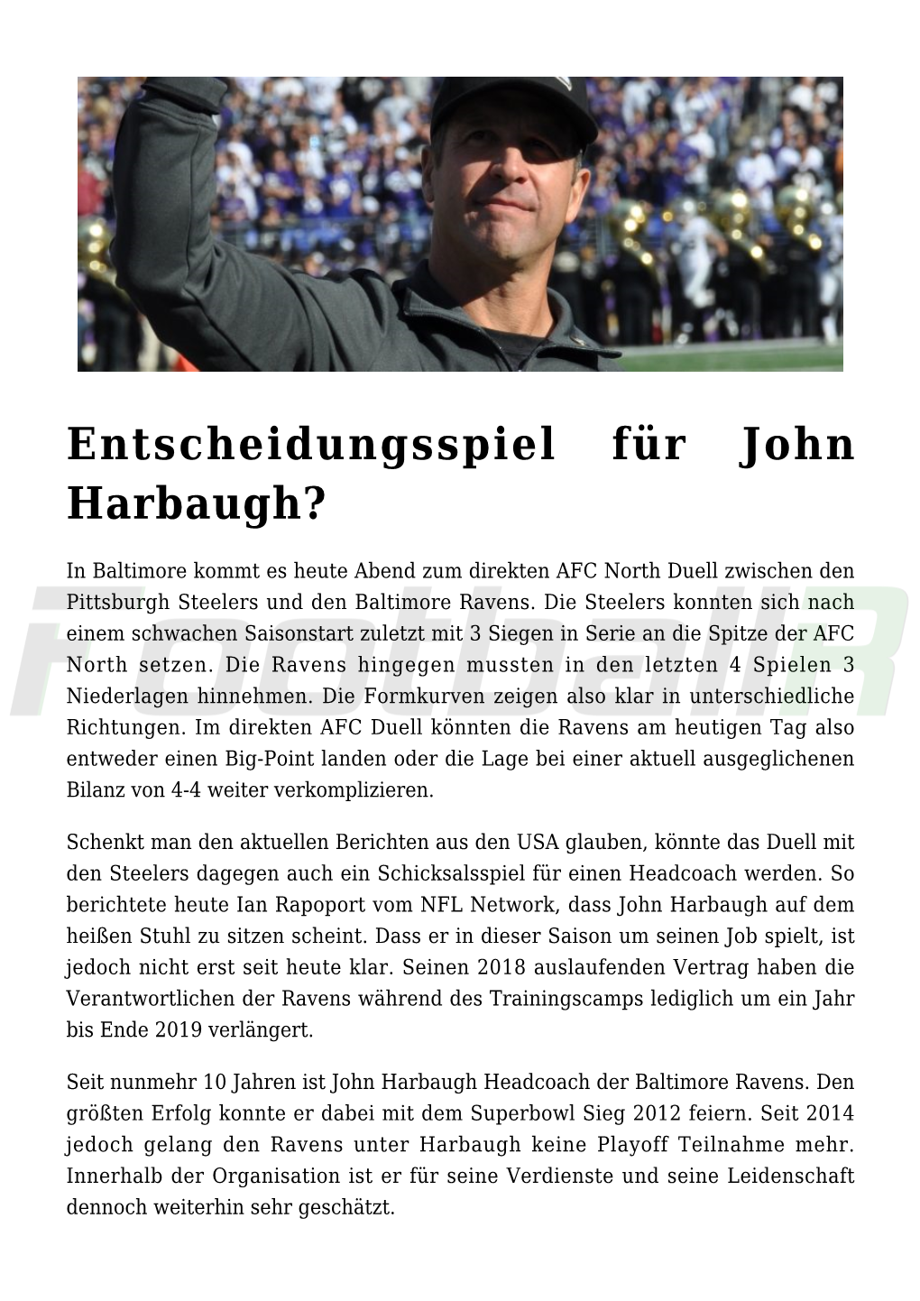 Entscheidungsspiel Für John Harbaugh?