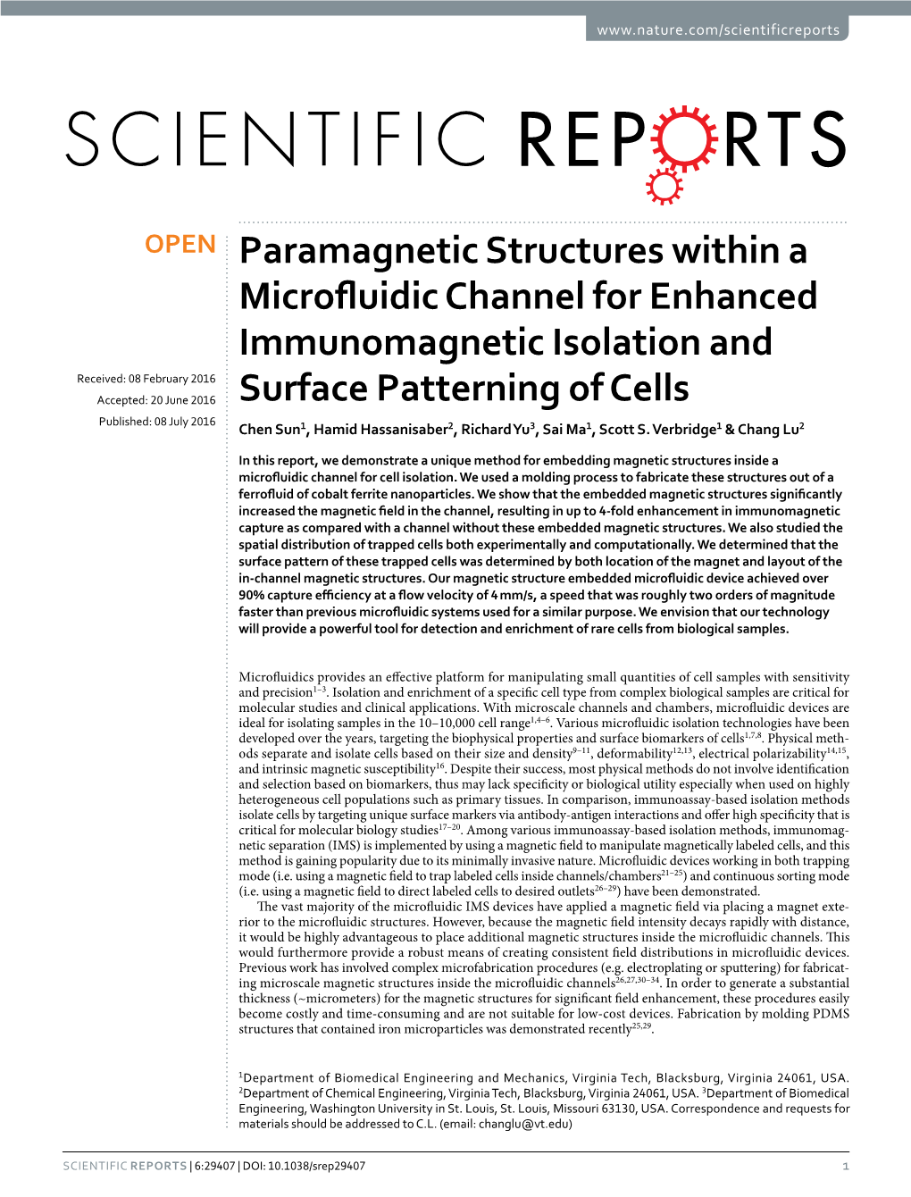 Paramagnetic Structures Within a Microfluidic Channel for Enhanced Immunomagnetic Isolation and Surface Patterning of Cells