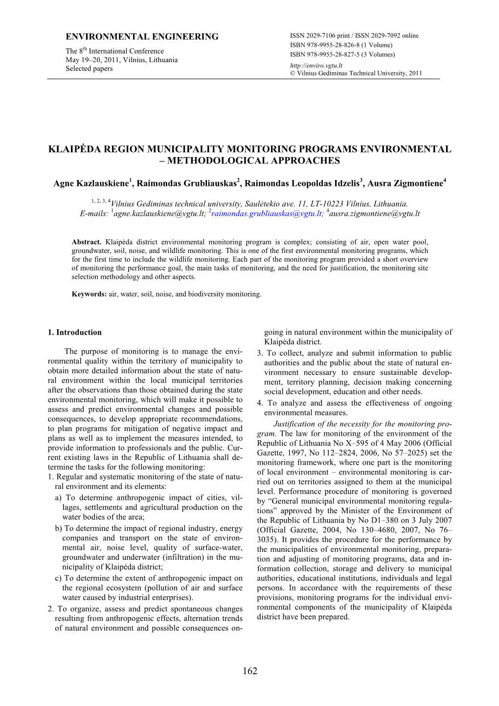 162 Klaipėda Region Municipality Monitoring