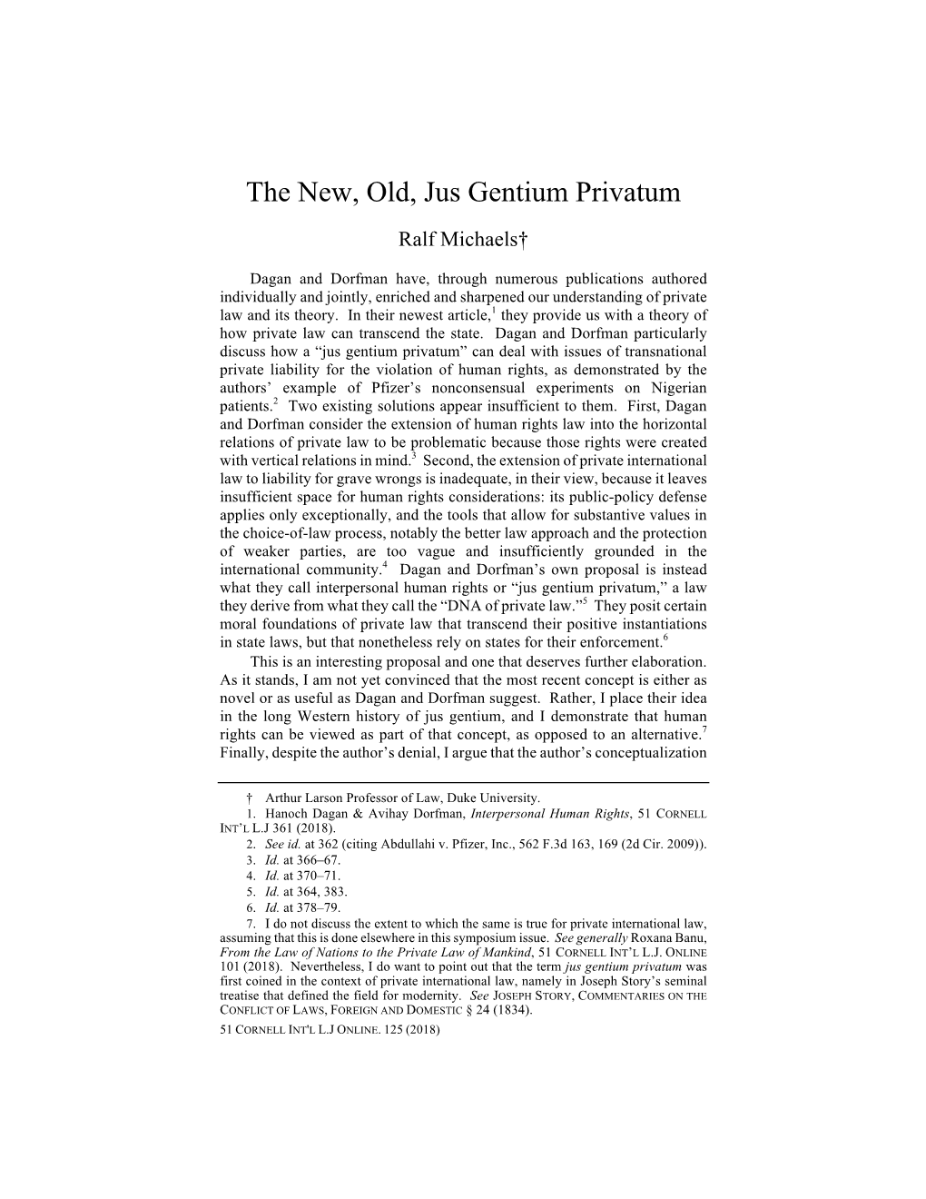 The New, Old, Jus Gentium Privatum