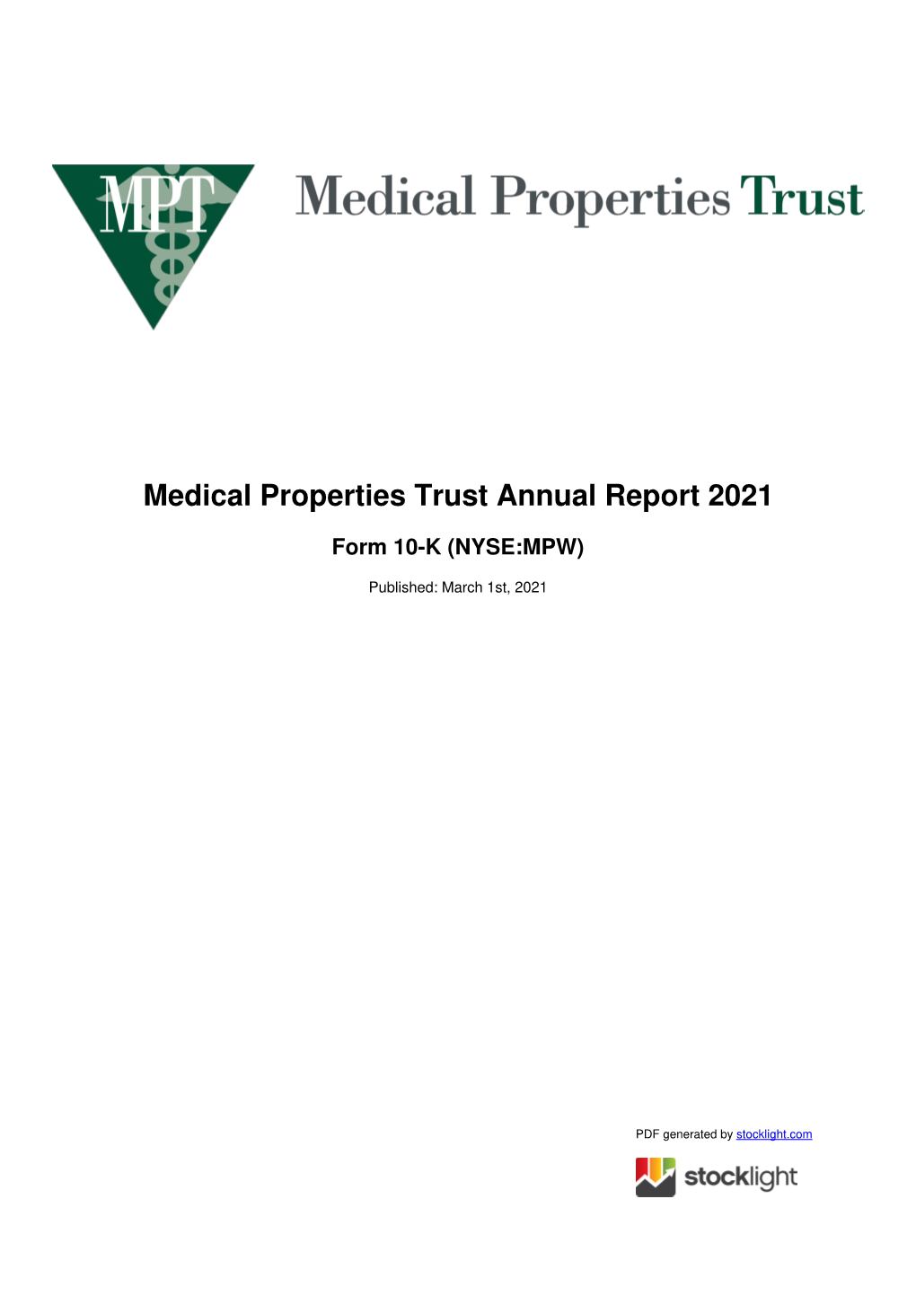 Medical Properties Trust Annual Report 2021