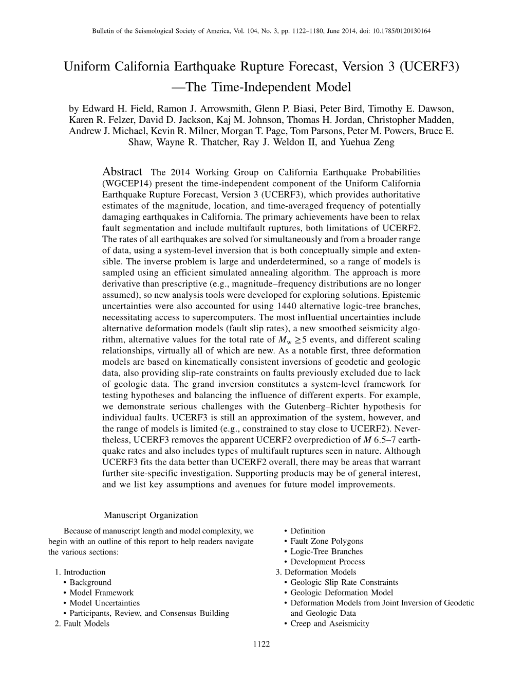 Uniform California Earthquake Rupture Forecast, Version 3 (UCERF3) —The Time-Independent Model by Edward H