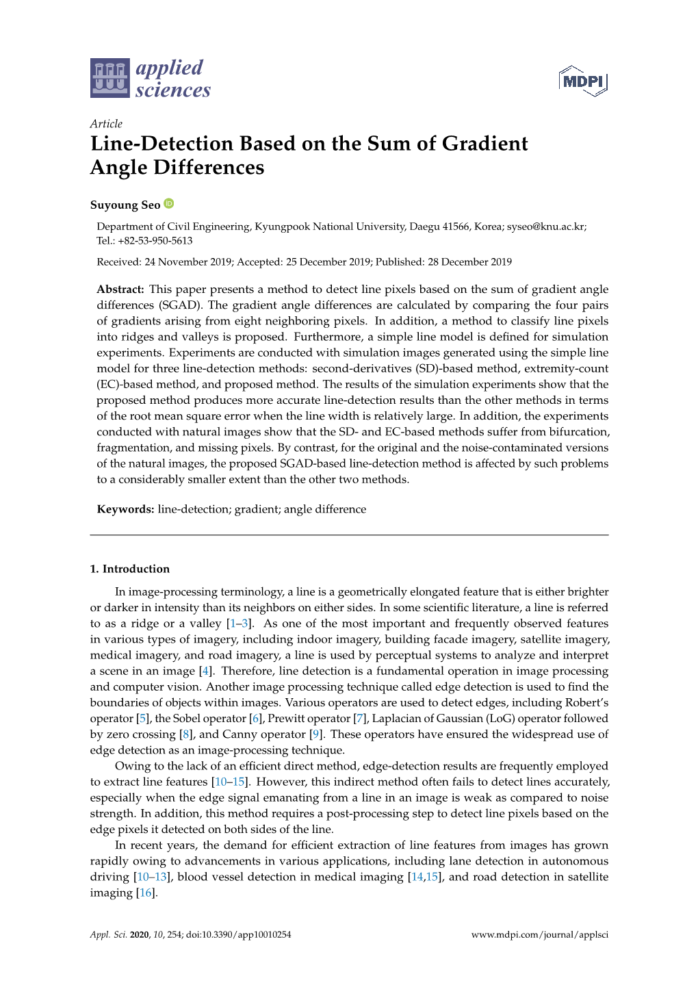 Line-Detection Based on the Sum of Gradient Angle Differences