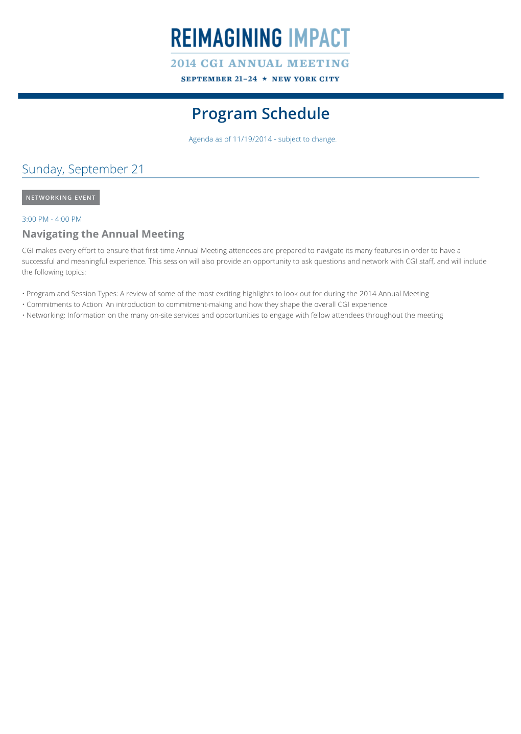 Program Schedule