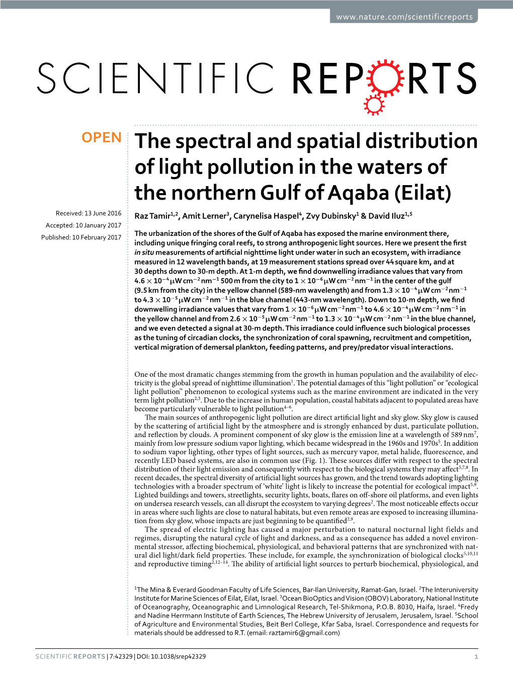 The Spectral and Spatial Distribution of Light Pollution in the Waters