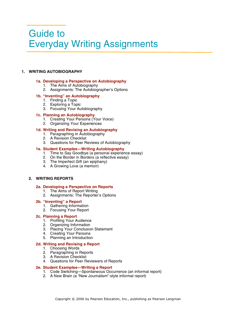 Guide to Everyday Writing Assignments