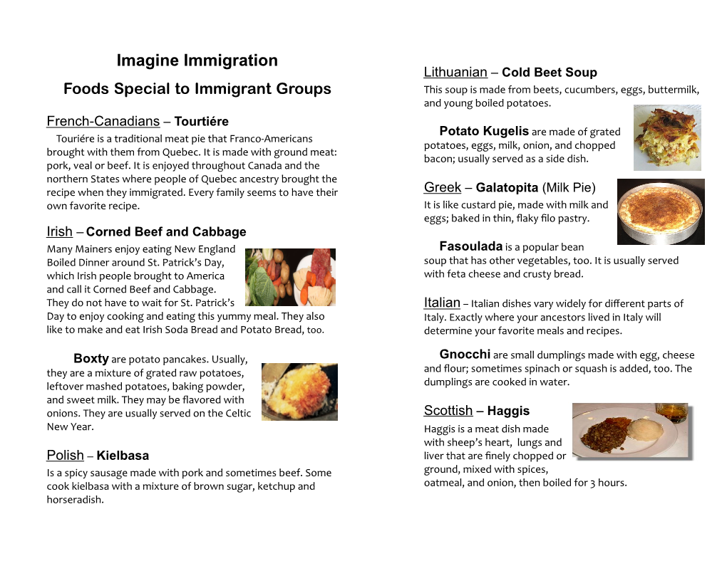 Foods -Immigrants