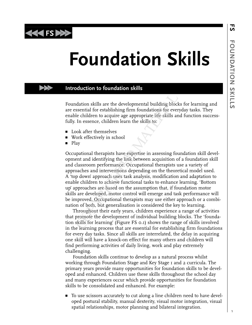 FOUNDATION SKILLS Foundation Skills