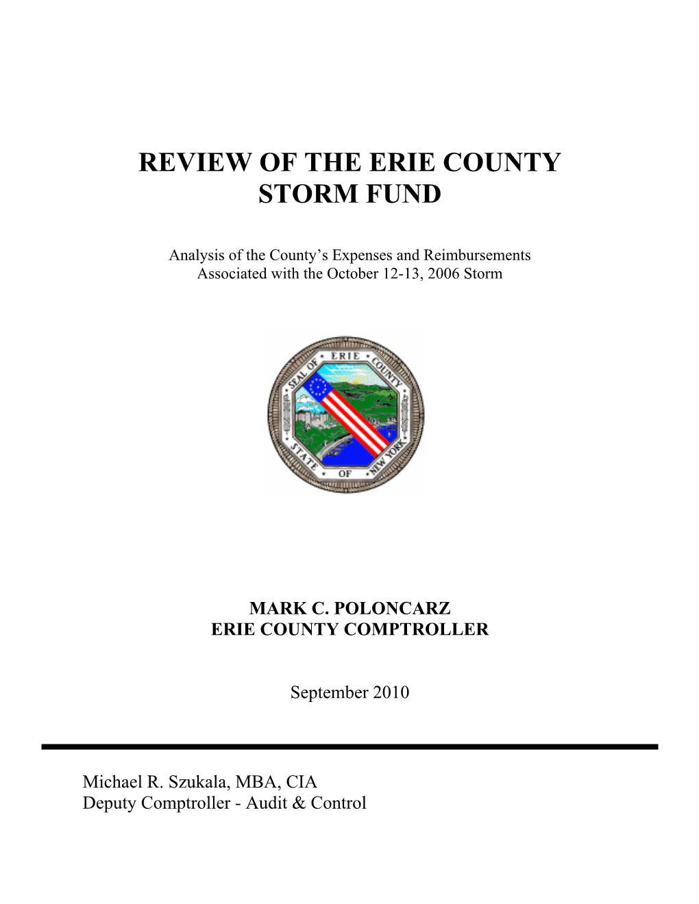 Review of the Erie County Storm Fund